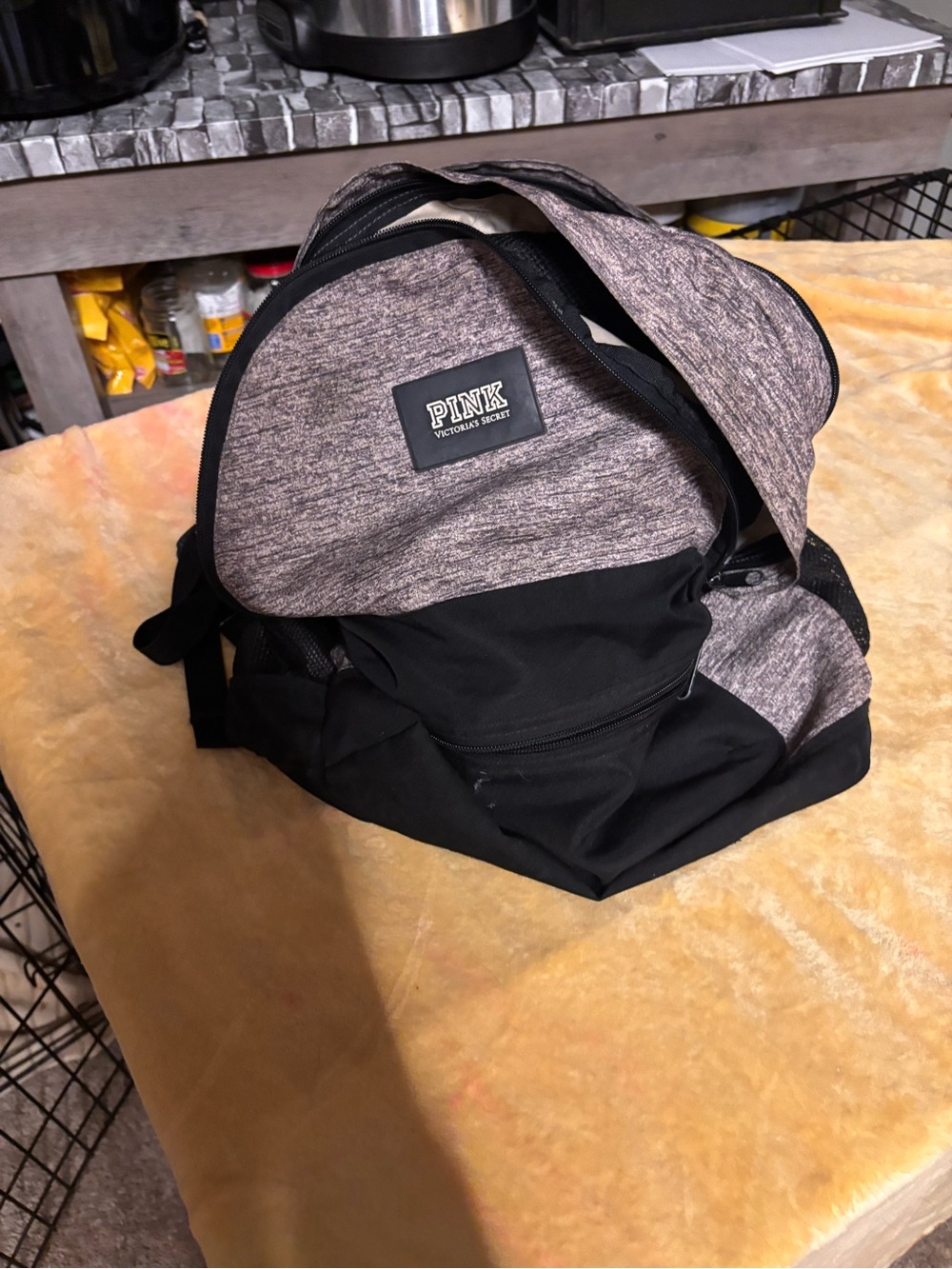 PINK Victoria's Secret Heather Gray and Black Everyday Backpack